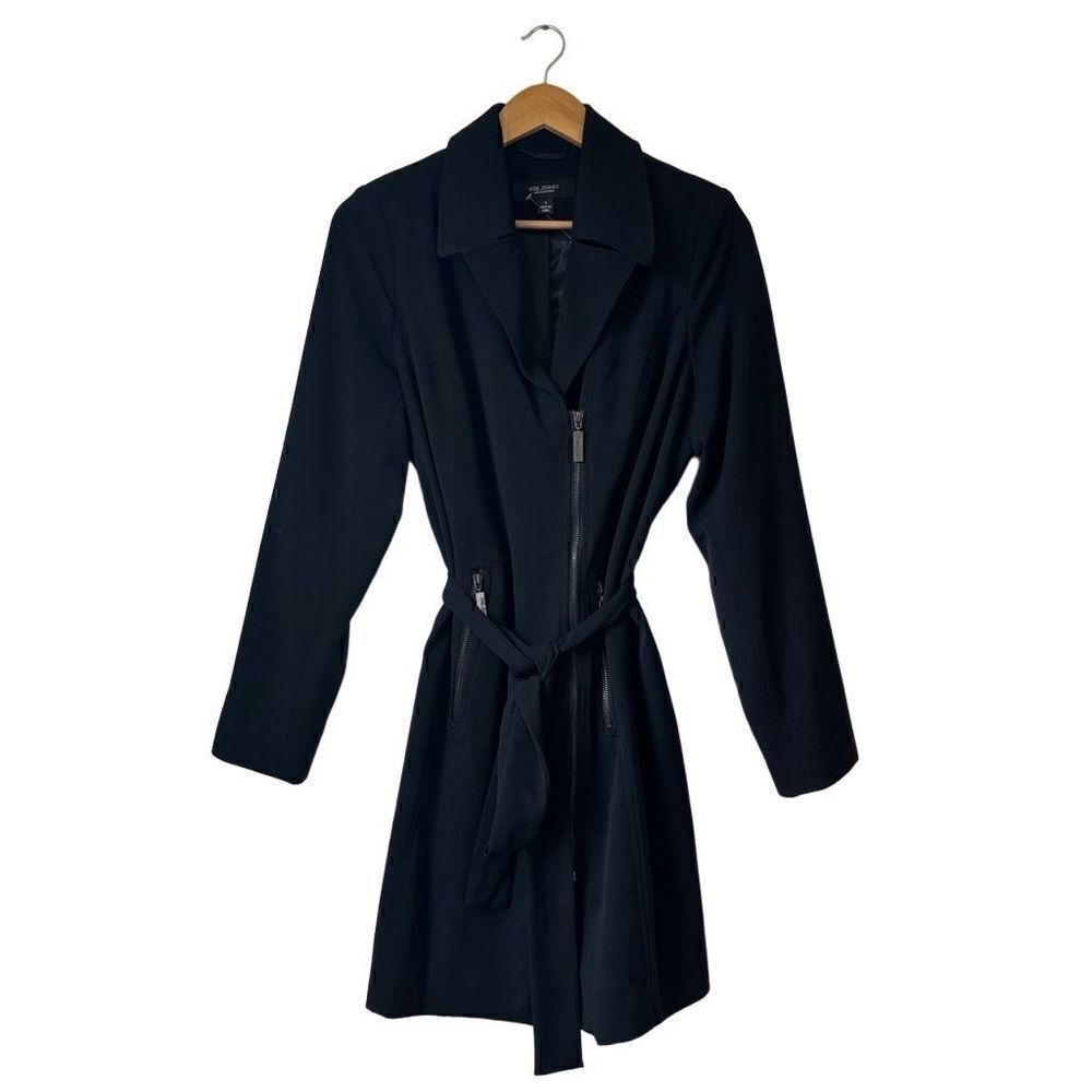 Kris Jenner Collection belted trench coat mini dress black small